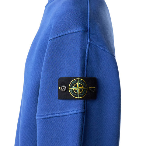 Stone Island - "Organic Cotton Diagonal Fleece 'Old' Effect" Bright Blue Sweatshirt