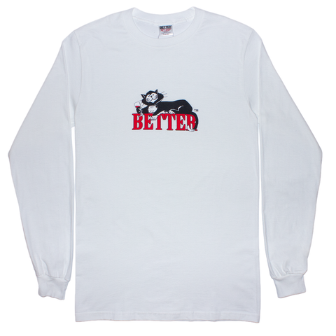 Better™ Gift Shop - "Lazy Cat" White L/S T-Shirt