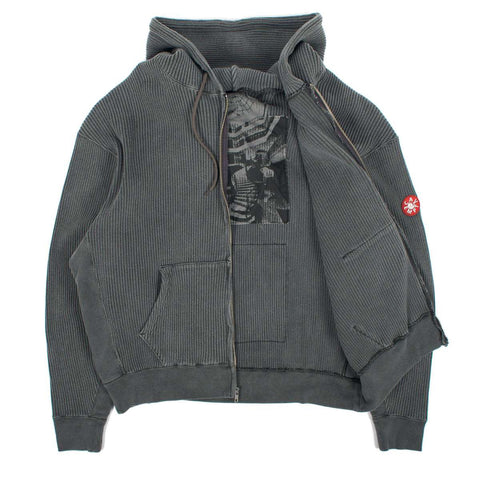 CAV EMPT - "Overdyed Cotton Zip" Grey Hooded Sweatshirt
