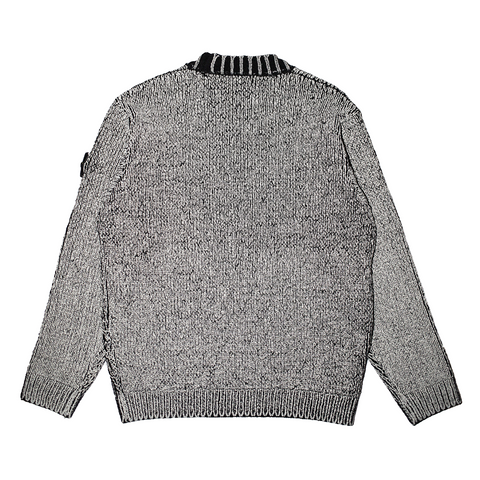 Stone Island - "Cotton Chenille" Black Knit Mock Neck Sweater