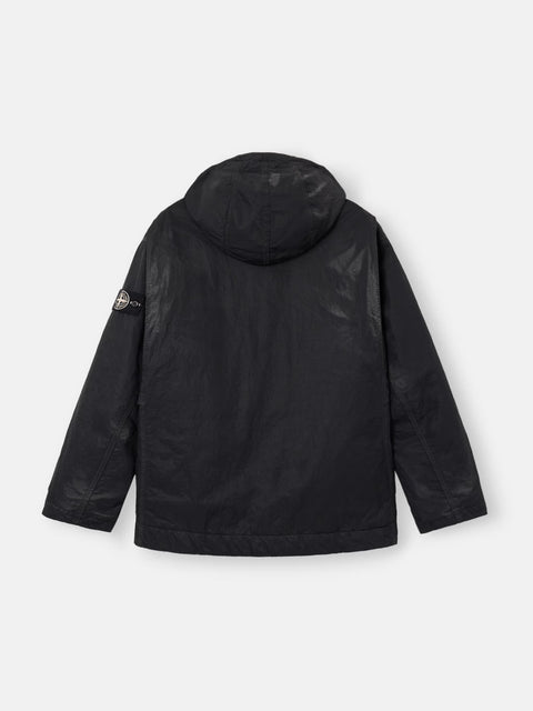 Stone Island - BLACK DENSE NYLON-TC HAND SPRAYED REFLECTIVE Hooded Jacket