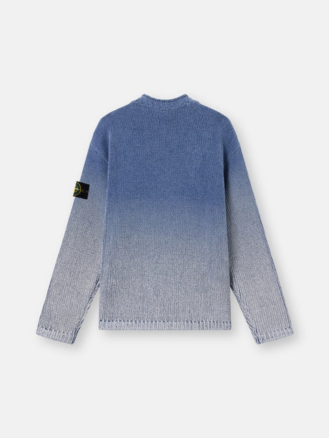 Stone Island - AVIO BLUE COTTON CHENILLE DEGRADÉ PRINT Oversized-fit crewneck sweater