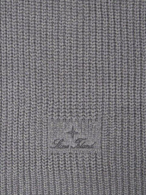 Stone Island - Gray Melange MOULINÉ COTTON CHENILLE Knit scarf