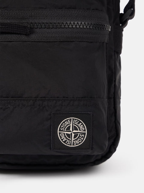 Stone Island - BLACK COATED NYLON METAL IN ECONYL® Crossbody bag