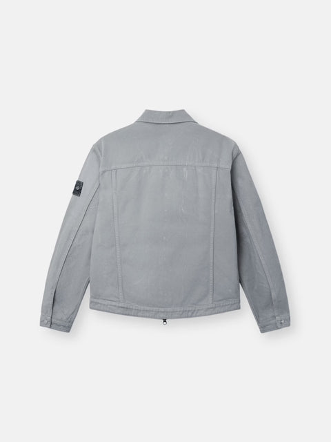 Stone Island - Grey CORRODED REFLECTIVE LIGHT BULL DENIM-TC Jacket with detachable down vest
