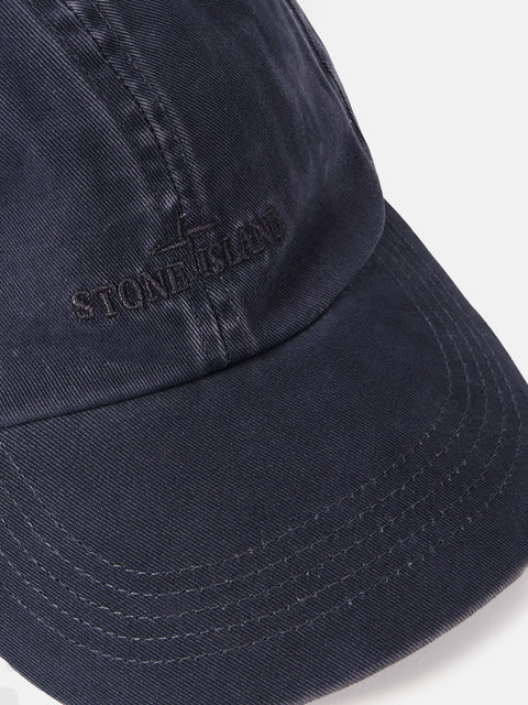 Stone Island  - BLUE GREY BRUSHED COTTON GABARDINE Baseball cap