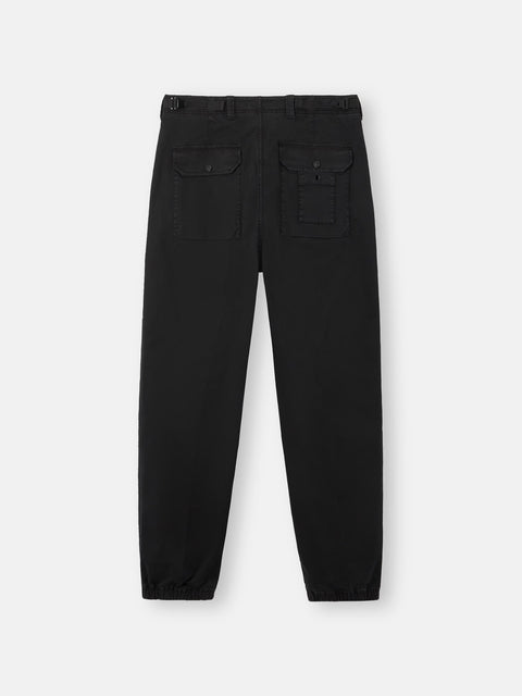 Stone Island - BLACK ORGANIC COTTON STRETCH BROKEN TWILL 'OLD' EFFECT Loose-Fit Cargo Pants