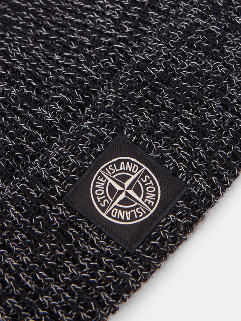 Stone Island -  Knit Reflective "Black Melange" Beanie