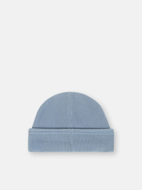 Stone Island - AVIO BLUE RIBBED SOFT ORGANIC COTTON Beanie