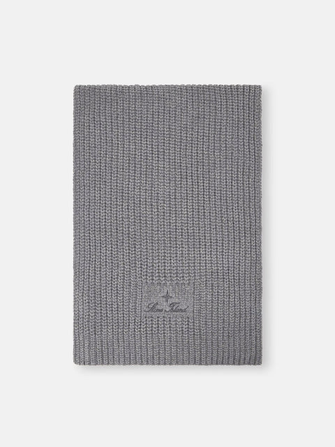 Stone Island - Gray Melange MOULINÉ COTTON CHENILLE Knit scarf