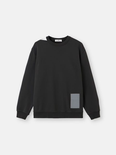 Stone Island Marina - LEAD GREY COTTON FLEECE_S.I. Oversized-Fit Crewneck Sweatshirt