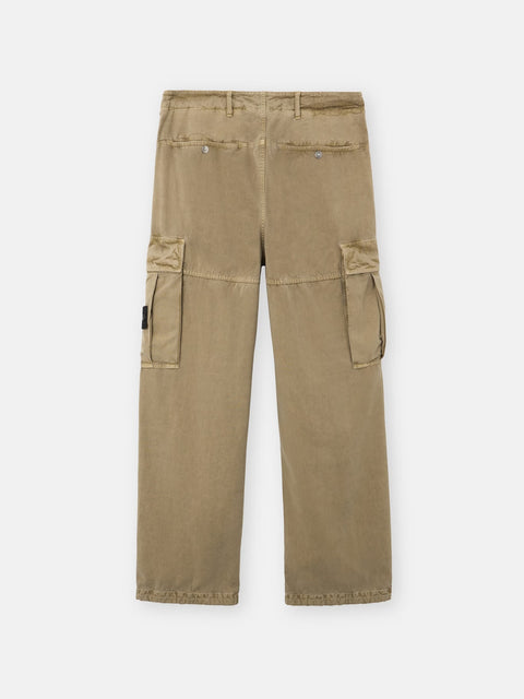 Stone Island - Military Green MINERAL DYED PANAMA COTTON Loose-fit cargo pants