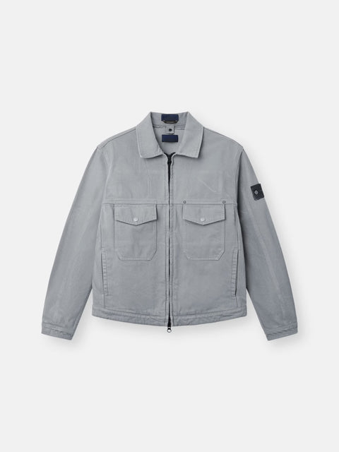 Stone Island - Grey CORRODED REFLECTIVE LIGHT BULL DENIM-TC Jacket with detachable down vest