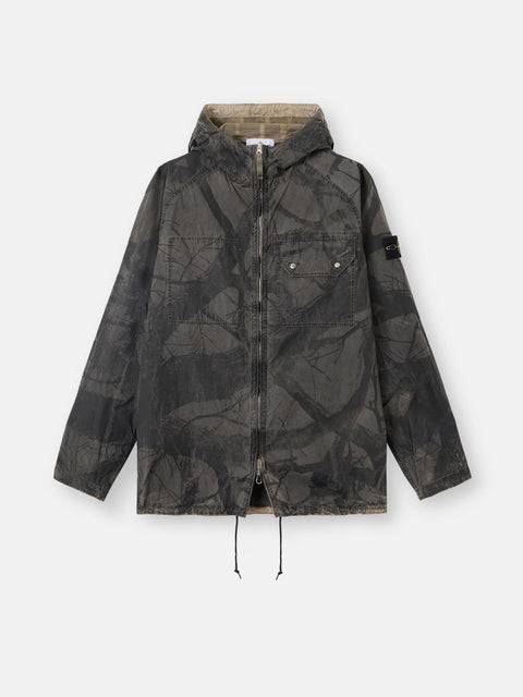 Stone Island - Biscuit LASER FOREST CAMO CRINKLE REPS-TC Comfort-fit hooded zip-up overshirt