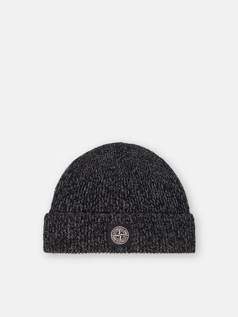 Stone Island -  Knit Reflective "Black Melange" Beanie