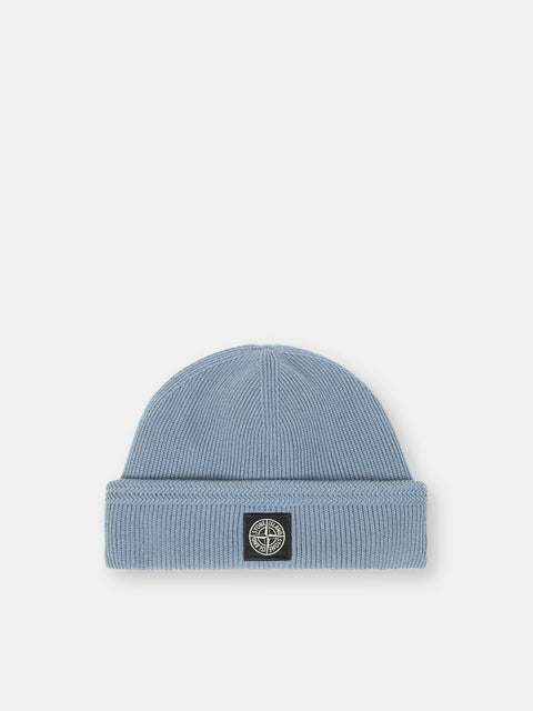 Stone Island - AVIO BLUE RIBBED SOFT ORGANIC COTTON Beanie