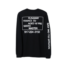 L.I.E.S. Records - "Runaway Trance DJ" Black L/S T-Shirt