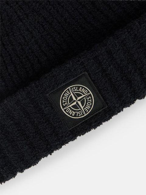 Stone Island - BLACK FULL RIB COTTON BOUCLÉ Beanie