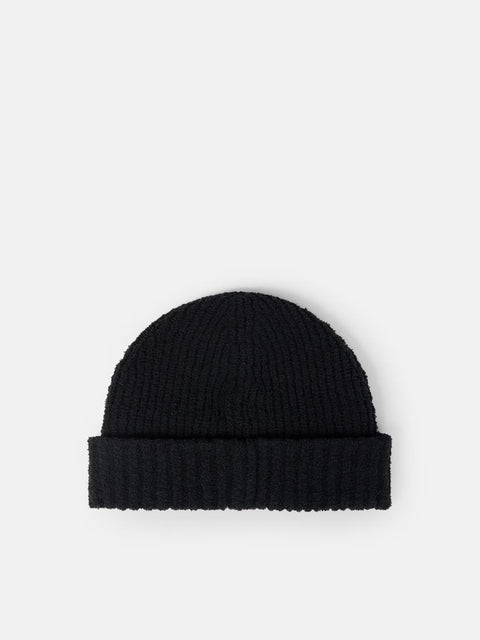 Stone Island - BLACK FULL RIB COTTON BOUCLÉ Beanie