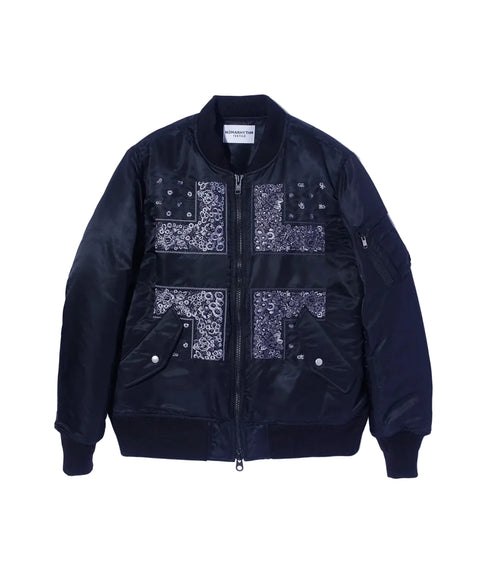 Nomarhythm Textile - Black "Bandana" Embroidery Flight Jacket