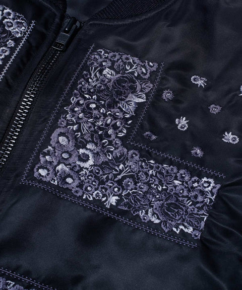Nomarhythm Textile - Black "Bandana" Embroidery Flight Jacket
