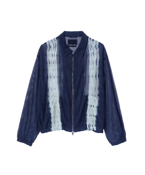 Nomarhythm Textile - Navy-Stripe Hand Dye "Shibori" Mesh Blouson