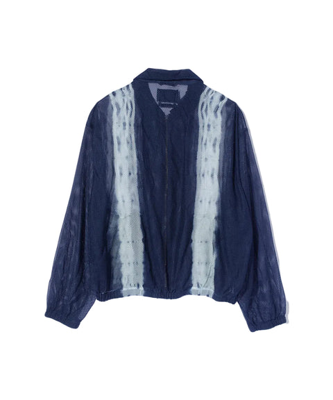Nomarhythm Textile - Navy-Stripe Hand Dye "Shibori" Mesh Blouson